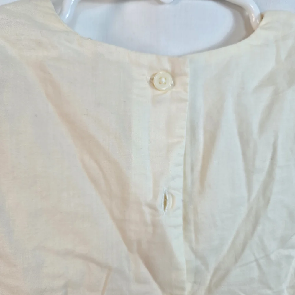 OshKosh B'gosh Baby Girl Ivory Bow Cap Sleeve Lined Front Pleat Light Dress 24Mo